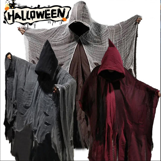 Unisex Halloween Ghost Dementors Cosplay Costume Gothic Horror Zombie Tattered Hooded Capes Day Of The Dead Party Props Cloaks